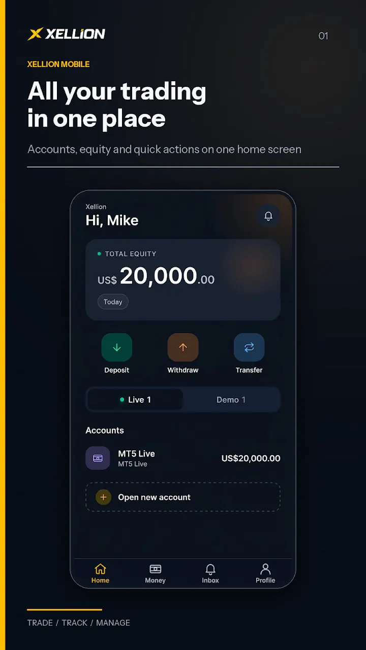 Layar beranda aplikasi Xellion